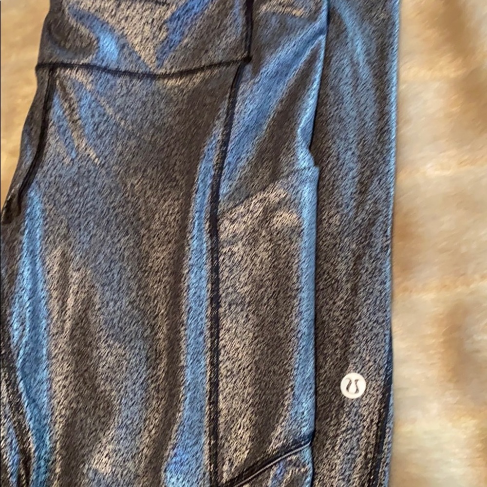 Lululemon black gray shiny leggings